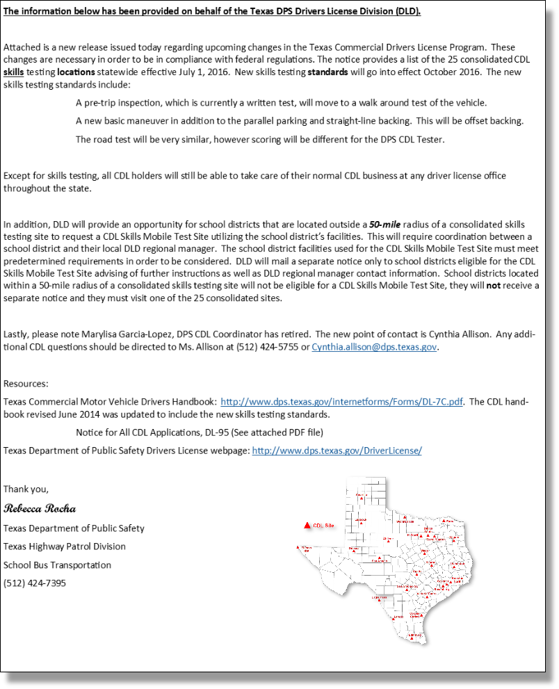 cdl skills testing changes dl 92 form texas